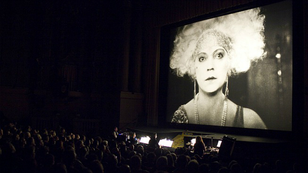 Asta Nielsen, star of the 1925 film <em>The Joyless Street</em>, at last year's S.F. Silent Film Festival, accompanied by the Matti Bye Ensemble.