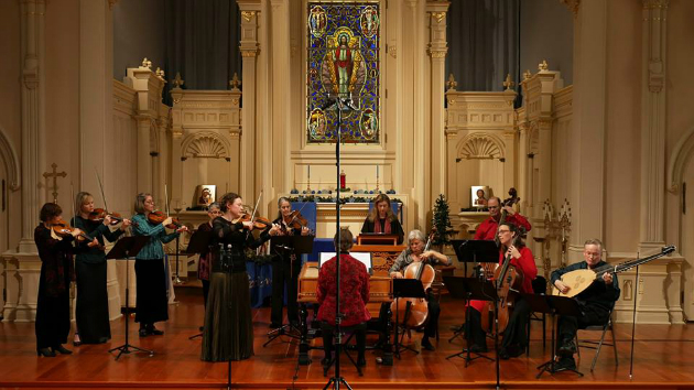 A still from Voices of Music's video of the ensemble performing "Winter" from Vivaldi's <em>Four Seasons</em>