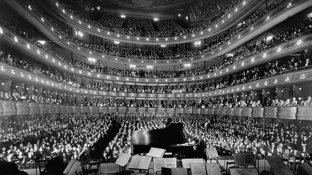 A full house, seen from the rear of the stage, at the Metropolitan Opera House, November 28, 1937.