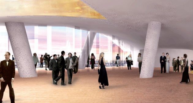 Rendering of the Elbphilharmonie entrance plaza.