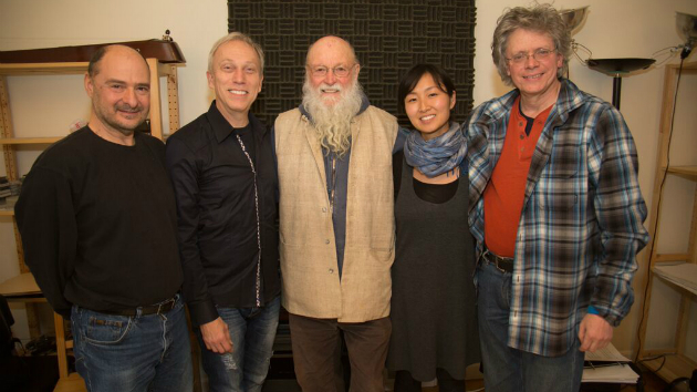 Composer Terry Riley with the Kronos Quartet, 2014.