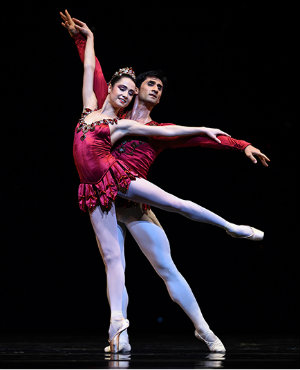Mathilde Froustey and Davit Karapetyan in Balanchine's "Rubies" (Photo by Erik Tomasson)